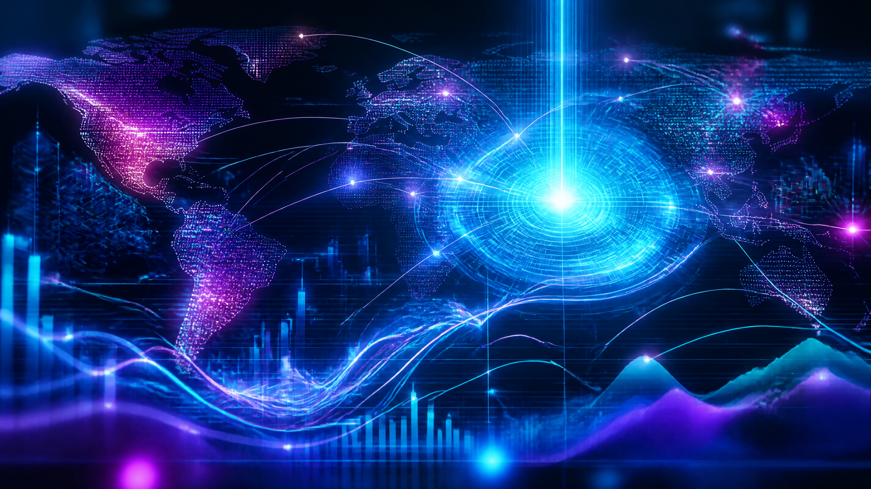 Global cryptocurrency market signals visualized in a futuristic newsroom
